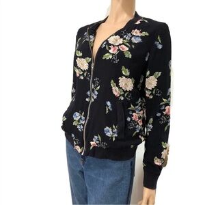 Dalia floral print sweater front zipper size:S
